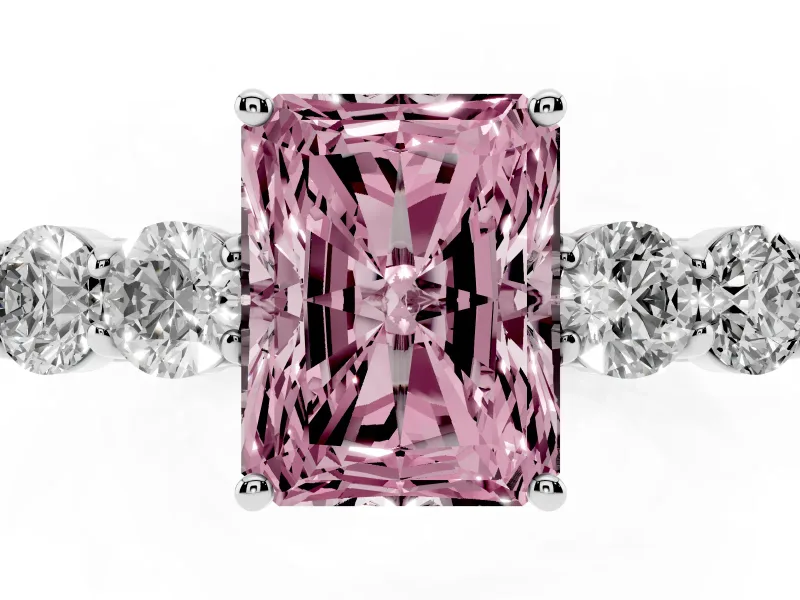 Radiant Cut 5 Stone Engagement Ring Setting for a Fancy Pink Lab-Grown Diamond | Platinum