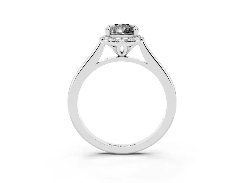 Pear-Shaped Halo Engagement Ring Setting for a Black Center | Plain Polished Band | White Gold