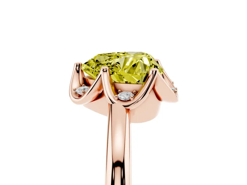 Heart-Shaped Petal Halo Engagement Ring Setting for a Fancy Yellow Lab-Grown Diamond | Rose Gold