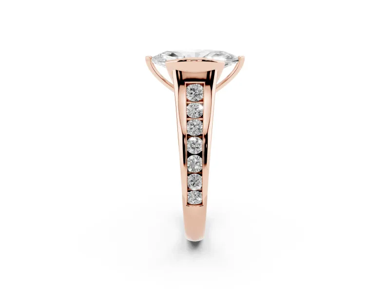 Marquise Half Bezel Solitaire Engagement Ring Setting | Graduated Channel Band | Rose Gold