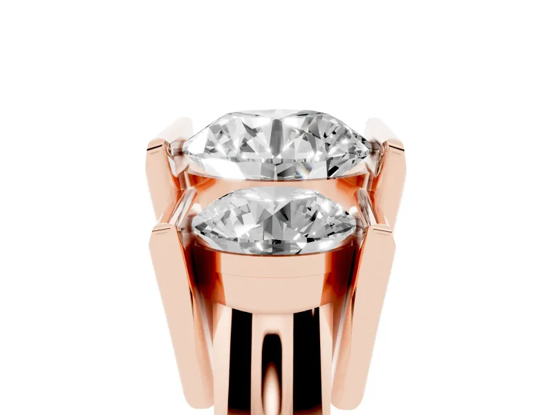 Round Cut Diamond Three-Stone Channel Set Ring Set in Rose gold with Smooth Polished Band