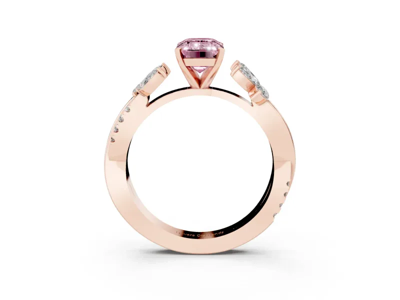 Emerald Cut Floral Vine Engagement Ring Setting for a Fancy Pink Lab-Grown Diamond | Rose Gold
