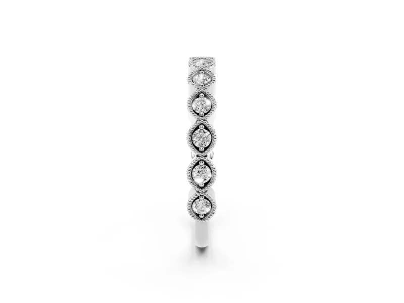 Marquise Diamond Eternity Band Set in White gold with Milgrain Bezel Setting