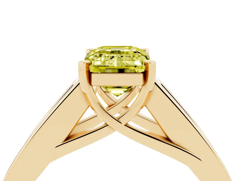 Emerald Cut Channel-Set Engagement Ring Setting for a Fancy Yellow Lab-Grown Diamond | Yellow Gold