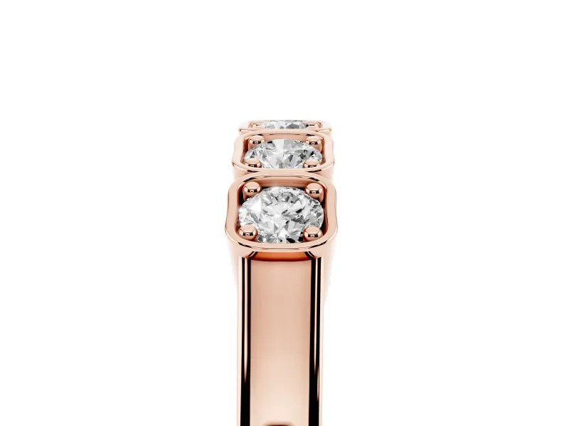 Five-Stone Round Diamond Band Set in Rose gold with Bezel Setting