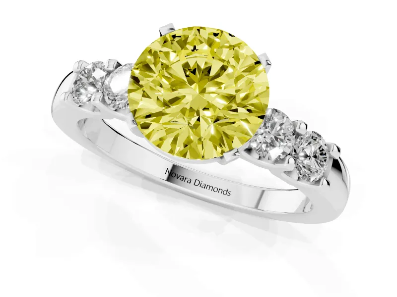 Round Five Stone Engagement Ring Setting for a Fancy Yellow Lab-Grown Diamond | Platinum