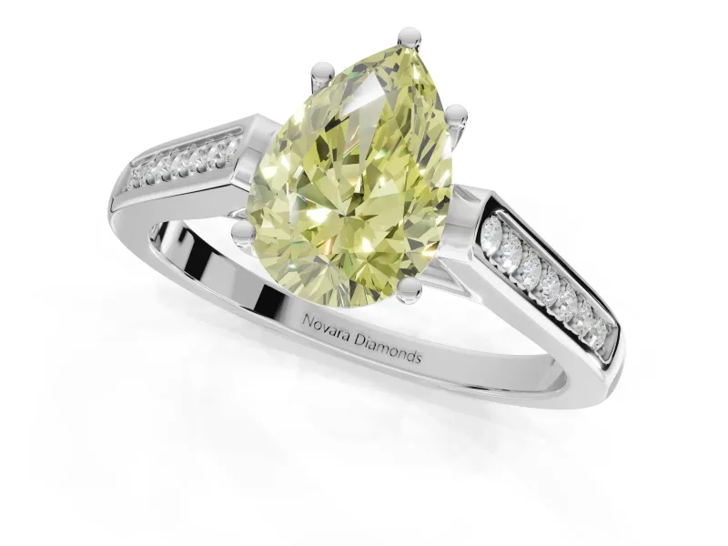 Pear-Shaped Engagement Ring Setting for a Fancy Yellow Lab-Grown Diamond | Sterling Silver - Design NV-24597