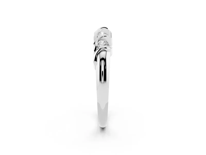 Round Diamond Eternity Band Set in Silver with Twist Prong Setting