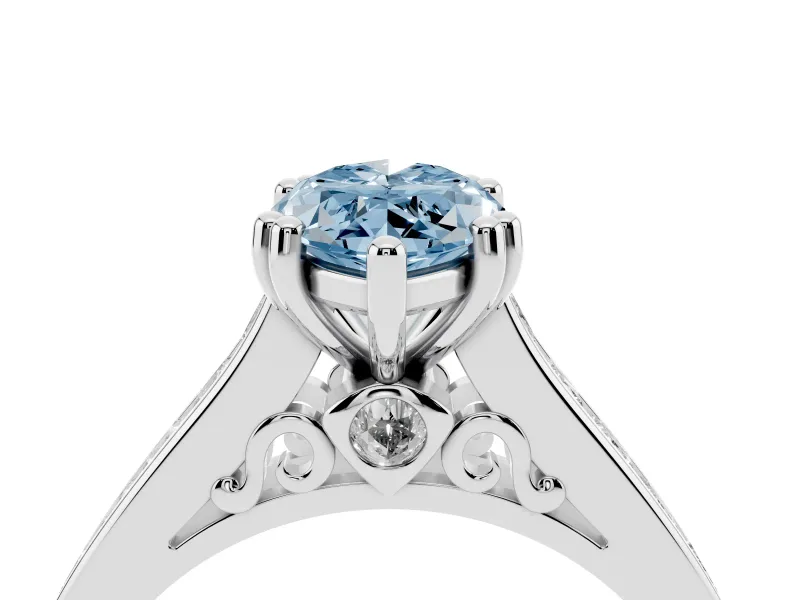 Marquise Channel Engagement Ring Setting for a Fancy Blue Lab-Grown Diamond | Sterling Silver - Design NV-24671