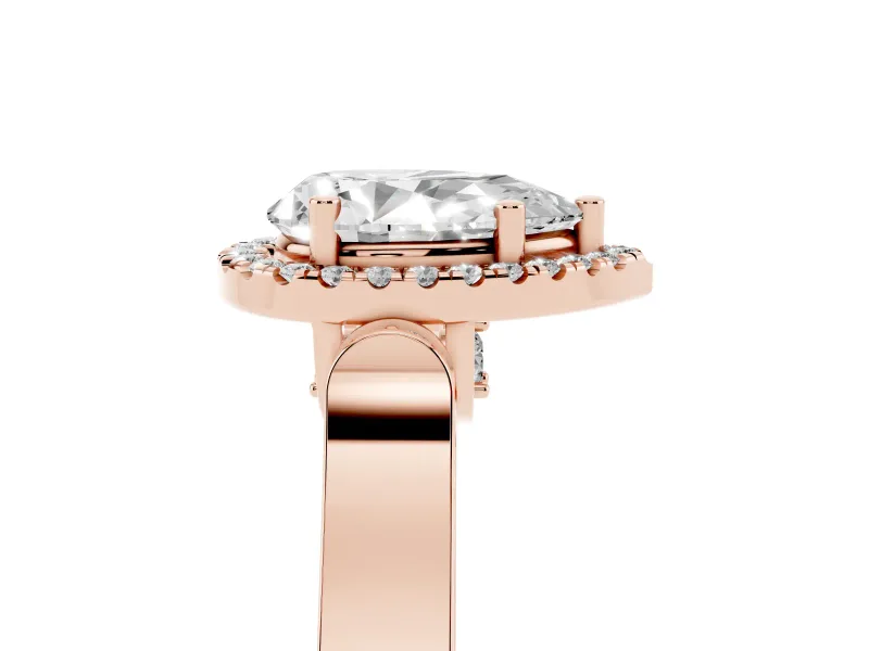 Pear-Shaped Halo Engagement Ring Setting | Pavé Panel Shoulders | Rose Gold