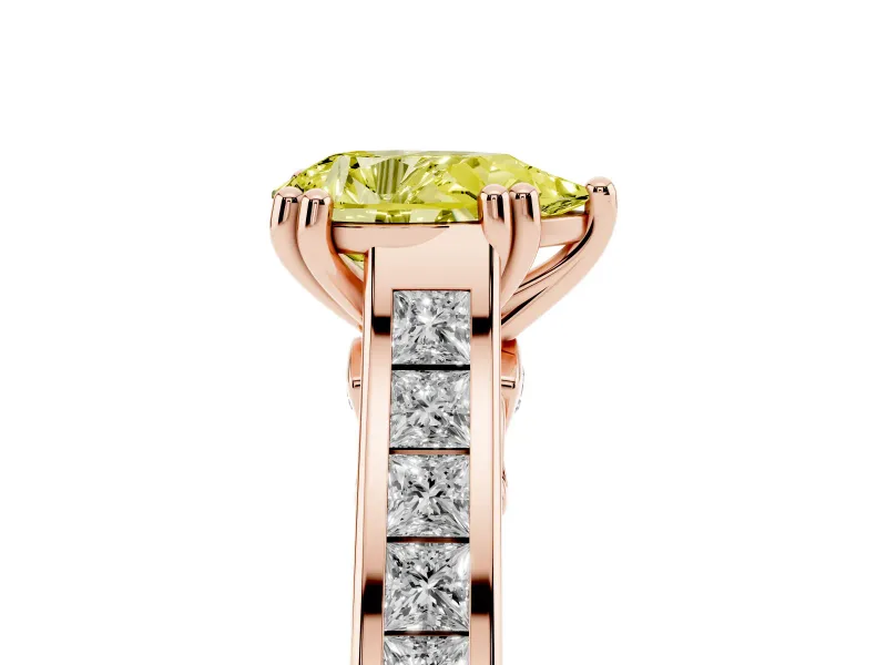 Pear-Shaped Channel Engagement Ring Setting for a Fancy Yellow Lab-Grown Diamond | Rose Gold - Design NV-24671