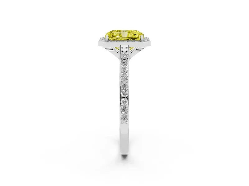 Radiant Cut Halo Engagement Ring Setting for a Fancy Yellow Lab-Grown Diamond | White Gold - Design NV-24729