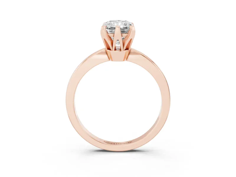 Radiant Cut Tapered Solitaire Engagement Ring Setting | Claw Prong Head | Rose Gold