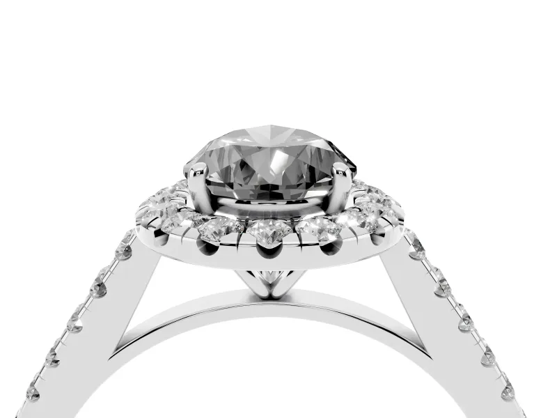 Pear-Shaped Halo Engagement Ring Setting for a Black Center | Pavé Shoulders | White Gold