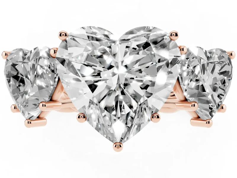 Heart-Shaped Three Stone Engagement Ring Setting | Braided Band | Rose Gold