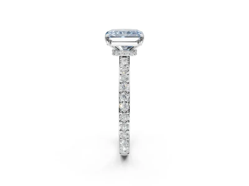Radiant Cut Pavé Engagement Ring Setting for a Fancy Blue Lab-Grown Diamond | Sterling Silver - Design NV-24928