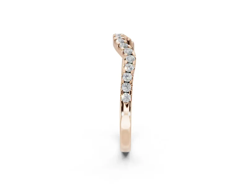 Round Lab-Grown Diamond Pavé Curved Wedding Band | Micro Prong Set | Rose Gold