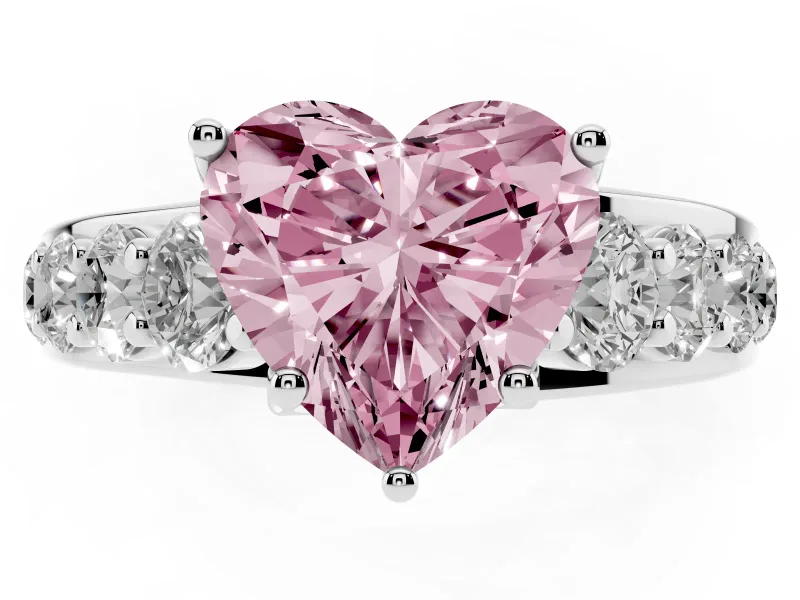 Heart-Shaped Engagement Ring Setting for a Fancy Pink Lab-Grown Diamond | Sterling Silver - Design NV-24645