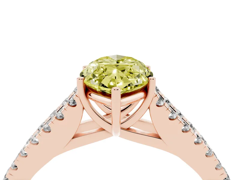 Marquise Graduated Split Shank Engagement Ring Setting for a Fancy Yellow Lab-Grown Diamond | Rose Gold