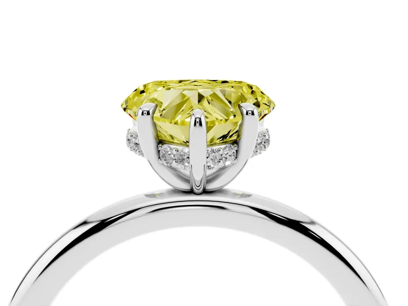 Heart-Shaped Hidden Halo Ring Setting for a Fancy Yellow Lab-Grown Diamond | White Gold