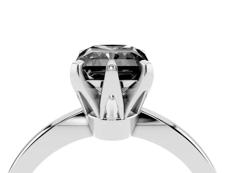 Fancy Black Radiant Cut Diamond Solitaire Engagement Ring Set in Silver with Slim Tapered Solitaire Band