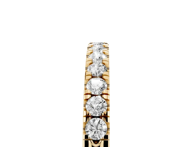 Round Lab-Grown Diamond Claw Pavé Wedding Band | Top-Set Row | Yellow Gold