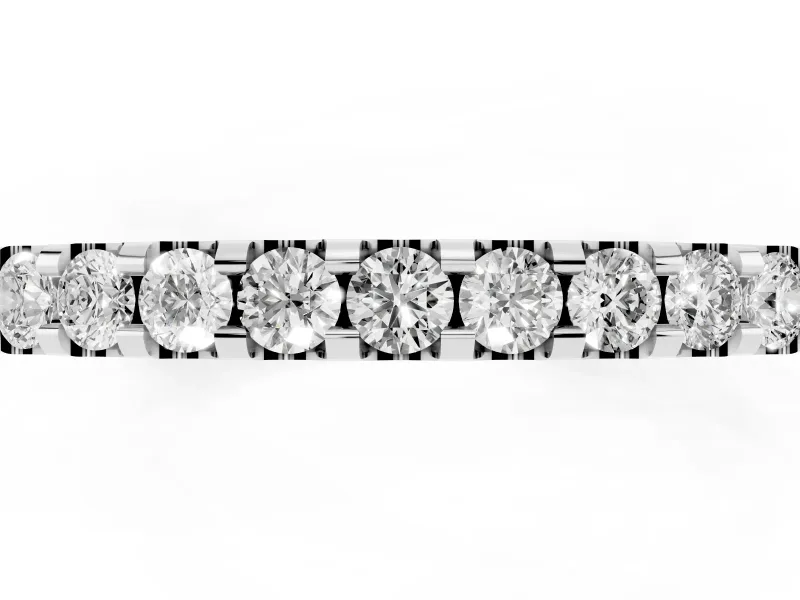 Round Lab-Grown Diamond Scalloped Pavé Half Eternity Band | U-Cut Sides | White Gold