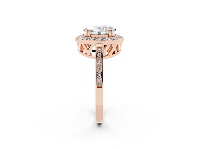 Oval Halo Engagement Ring Setting | Polished Halo Rim | Rose Gold