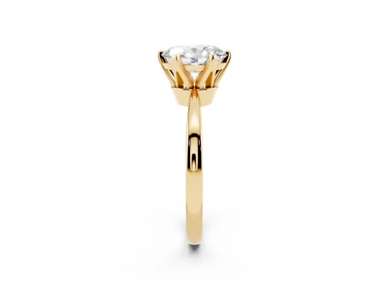 Oval Tapered Solitaire Engagement Ring Setting | Claw Prong Head | Yellow Gold