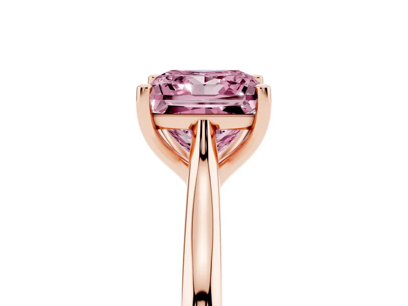 Princess Cut Cathedral Engagement Ring Setting for a Fancy Pink Lab-Grown Diamond | Rose Gold