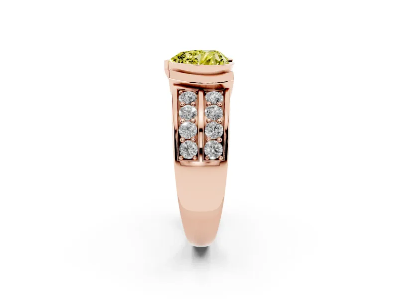 Heart-Shaped Half Bezel Engagement Ring Setting for a Fancy Yellow Lab-Grown Diamond | Channel Band | Rose Gold