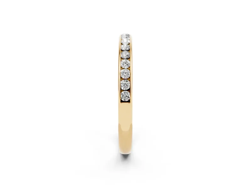 Round Diamond Everyday Comfort Fit Band Set in Yellow gold with Aligned Channel Row