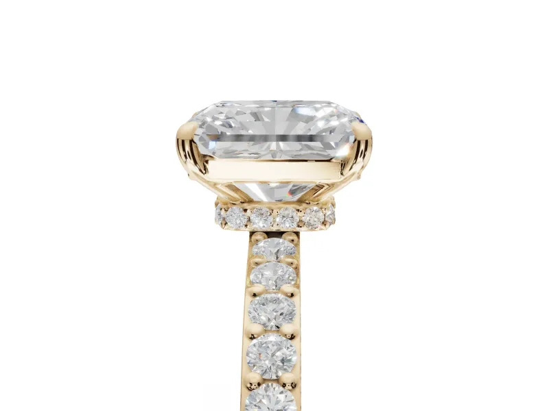 Radiant Cut Hidden Halo Engagement Ring Setting | Yellow Gold