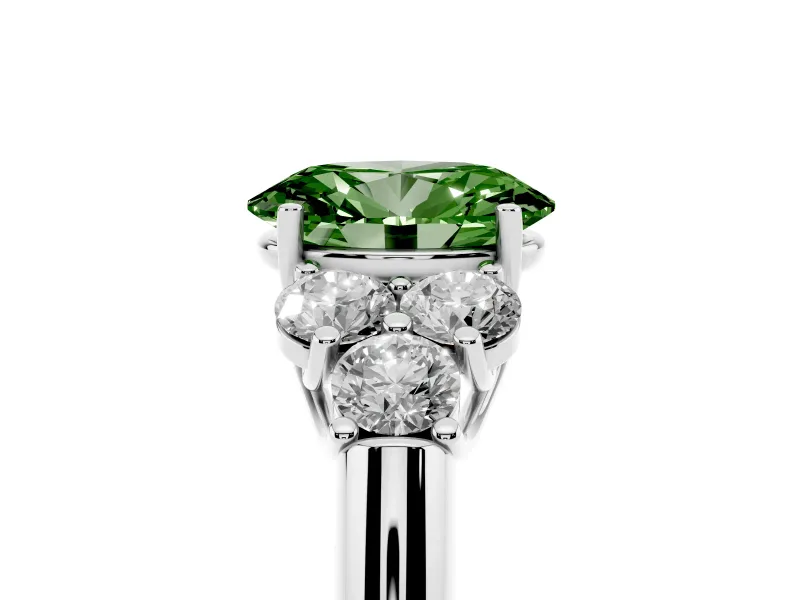 Oval Side Stone Engagement Ring Setting for a Fancy Green Lab-Grown Diamond | White Gold
