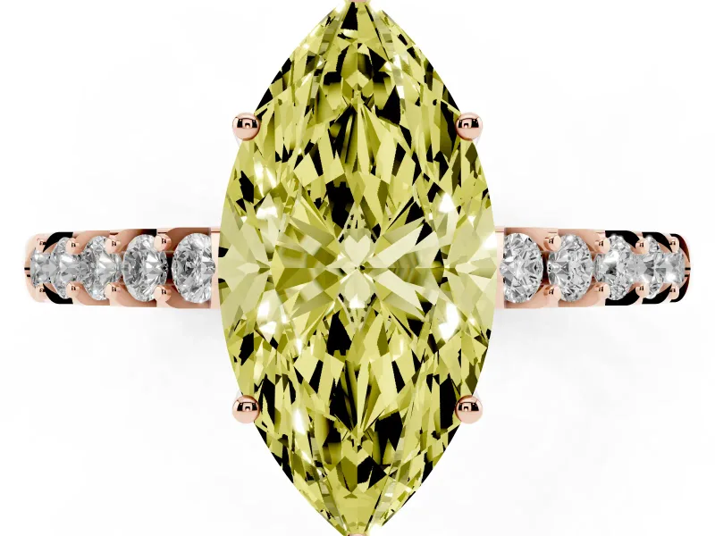 Marquise Engagement Ring Setting for a Fancy Yellow Lab-Grown Diamond | Rose Gold - Design NV-24649