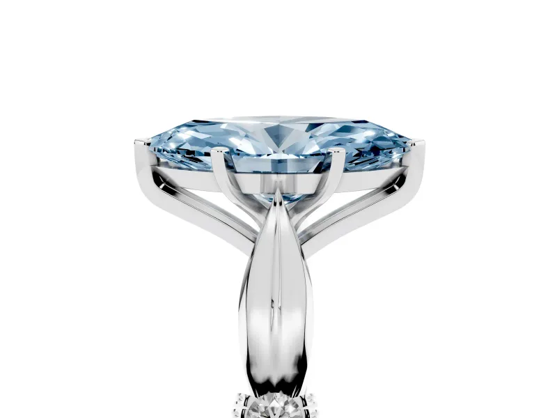 Marquise Floral Solitaire Engagement Ring Setting for a Fancy Blue Lab-Grown Diamond | Platinum