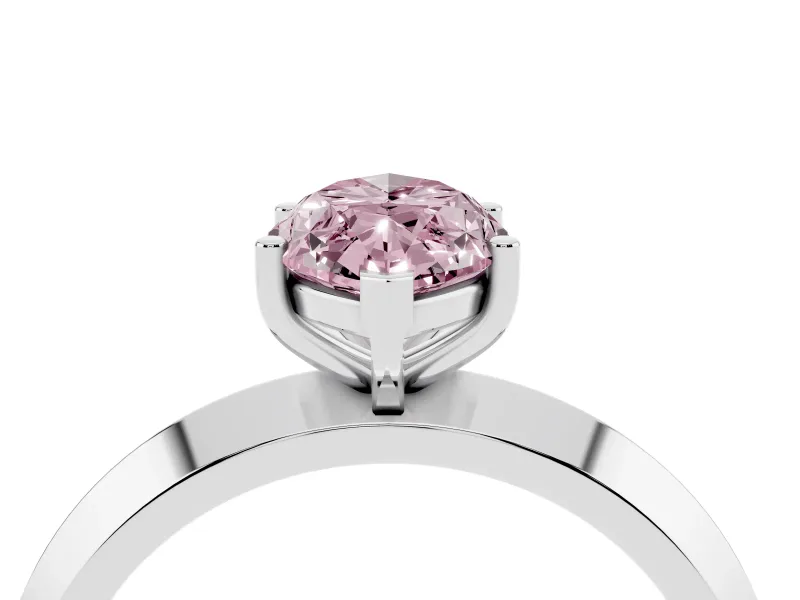 Fancy Pink Marquise Cut Diamond Solitaire Engagement Ring Set in White gold with Flat Band and Prong Setting