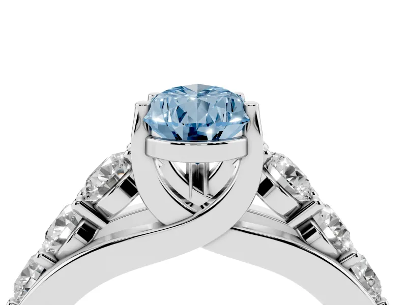 Pear-Shaped Graduated Engagement Ring Setting for a Fancy Blue Lab-Grown Diamond | White Gold