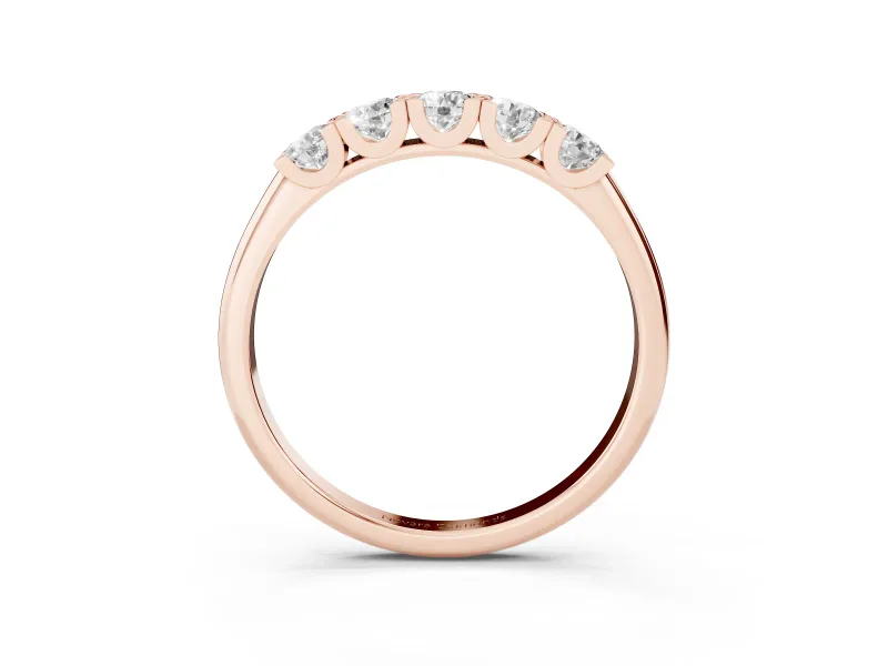 Round Lab-Grown Diamond Five-Stone Men's Wedding Band | Shared Prongs | Rose Gold