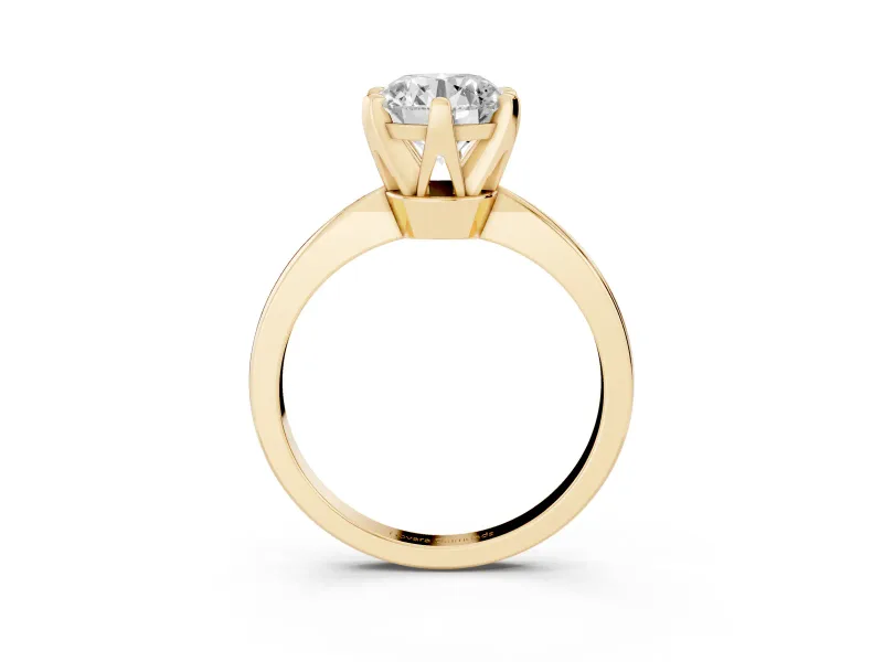 Round Tapered Solitaire Engagement Ring Setting | Claw Prong Head | Yellow Gold