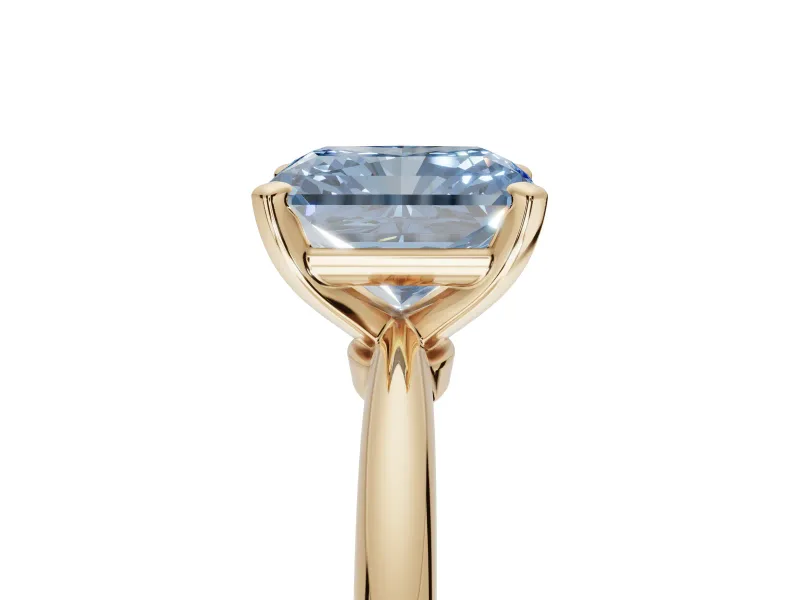 Radiant Cut Solitaire Engagement Ring Setting for a Fancy Blue Lab-Grown Diamond | Tapered Plain Band | Yellow Gold