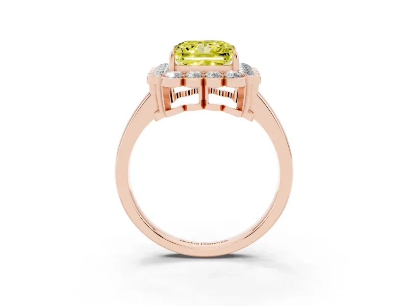 Princess Cut Halo Engagement Ring Setting for a Fancy Yellow Lab-Grown Diamond | Rose Gold - Design NV-24719