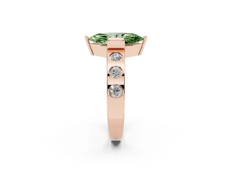 Marquise Tension Style Engagement Ring Setting for a Fancy Green Lab-Grown Diamond | Rose Gold