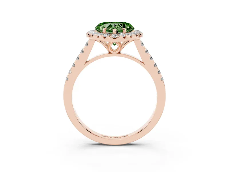 Heart-Shaped Raised Halo Engagement Ring Setting for a Fancy Green Lab-Grown Diamond | Rose Gold