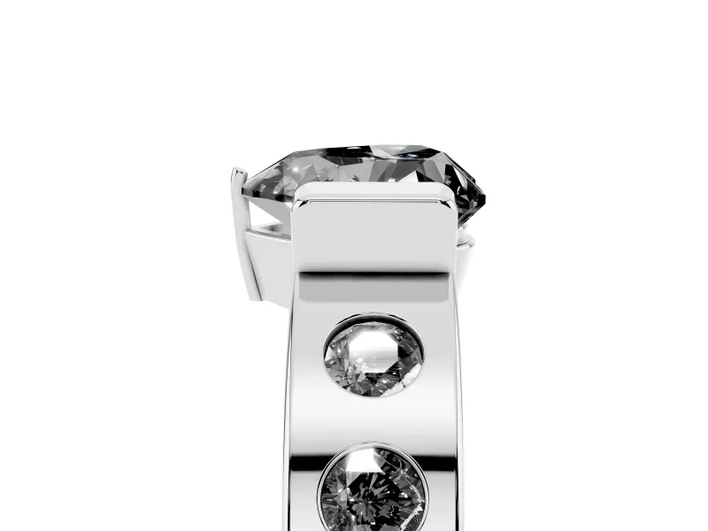 Heart-Shaped Tension Style Engagement Ring Setting for a Black Center | Sterling Silver