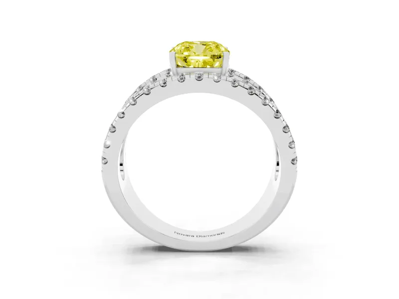 Cushion Cut Split Shank Engagement Ring Setting for a Fancy Yellow Lab-Grown Diamond | Sterling Silver