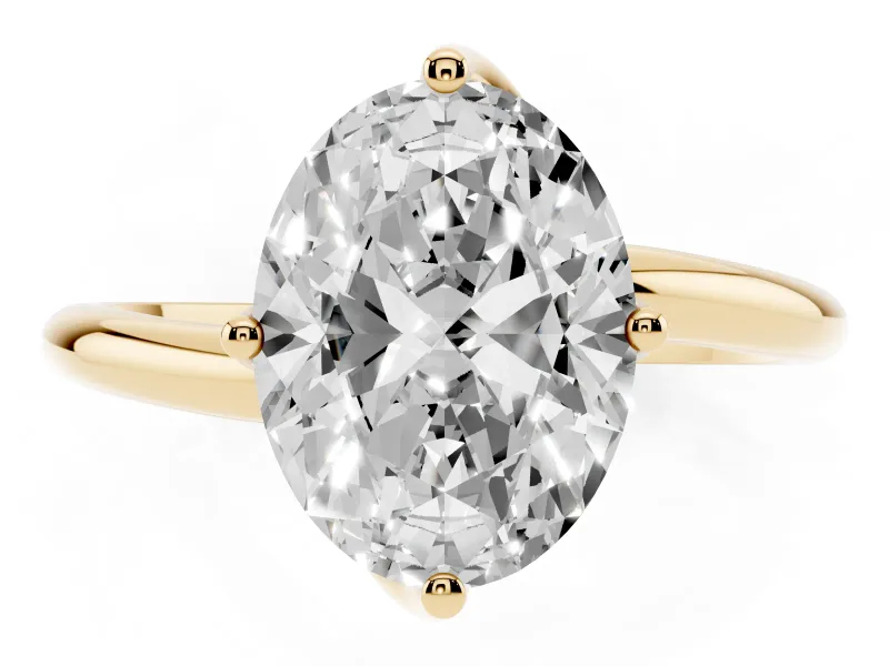 Oval Bypass Solitaire Engagement Ring Setting | Plain Polished Band | Yellow Gold