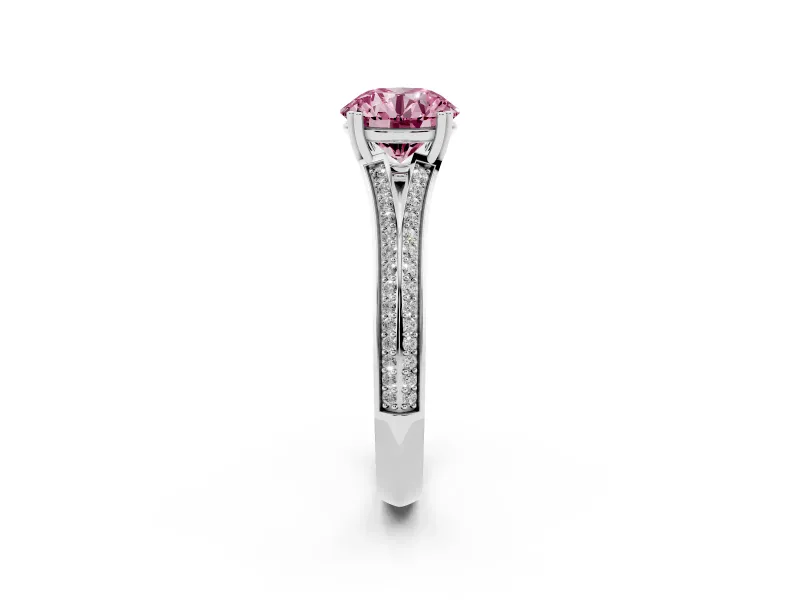 Round Split Shank Engagement Ring Setting for a Fancy Pink Lab-Grown Diamond | White Gold