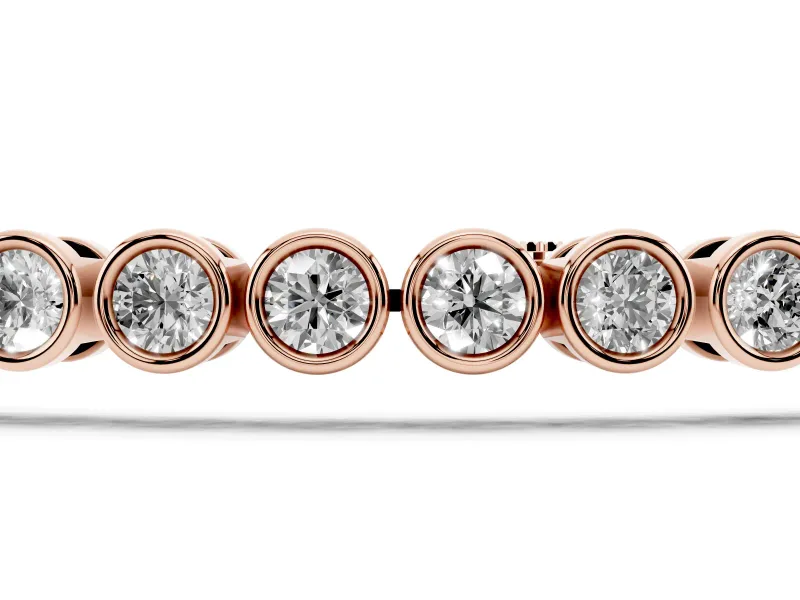 Round Lab-Grown Diamond Bezel Tennis Bracelet | Uniform Stones | Rose Gold
