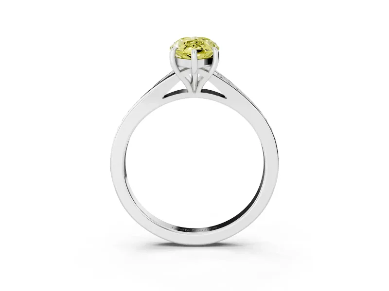 Marquise Pave Solitaire Engagement Ring Setting for a Fancy Yellow Lab-Grown Diamond | Sweeping Shoulders | Platinum